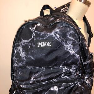 PINK black marble backpack